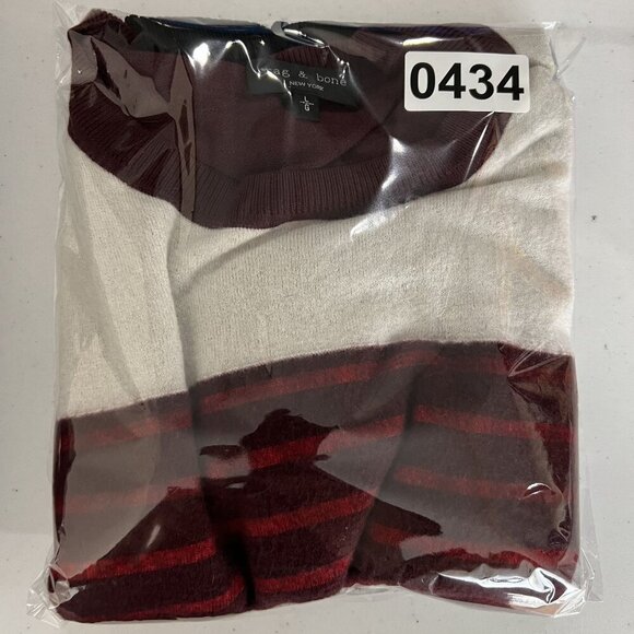 Rag & Bone L Extra Fine Merino Wool Blend Sweater Color Block Quiet Luxury - Picture 15 of 16